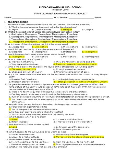 4th Quarter Examination .